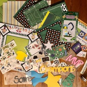 Soccer Scrapbooking Paper, Stickers, Die Cuts and Ribbon ⚽️
